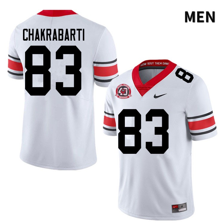 Georgia Bulldogs Men's Kaustov Chakrabarti #83 White 2020 1980 National Champions 40th Anniversary Stitched College UGA Football Jersey 23EI010VF